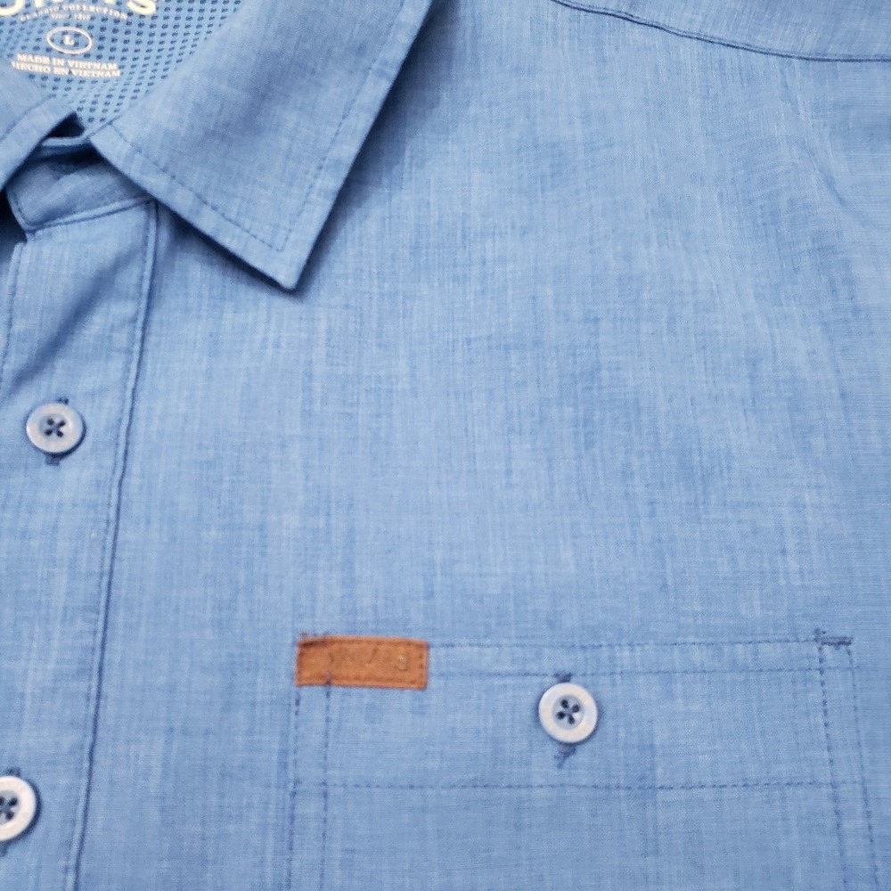Orvis Shirt Mens Large Blue Pockets Short Sleeve Button-Up Outdoors - Picture 4 of 10